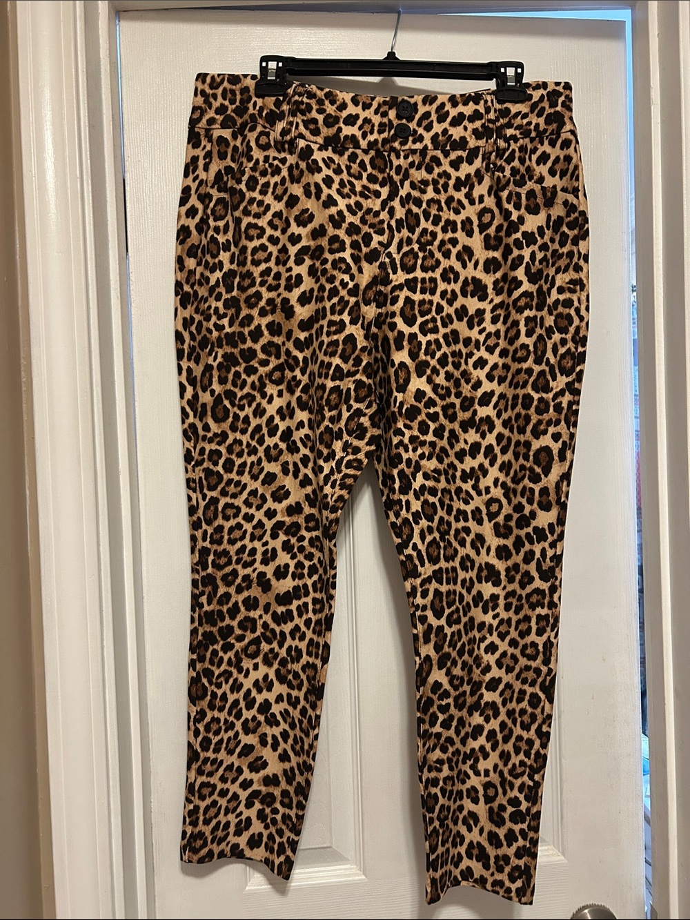 TORRID Leopard Print Ponte Skinny Ankle Pants - Tan and Black